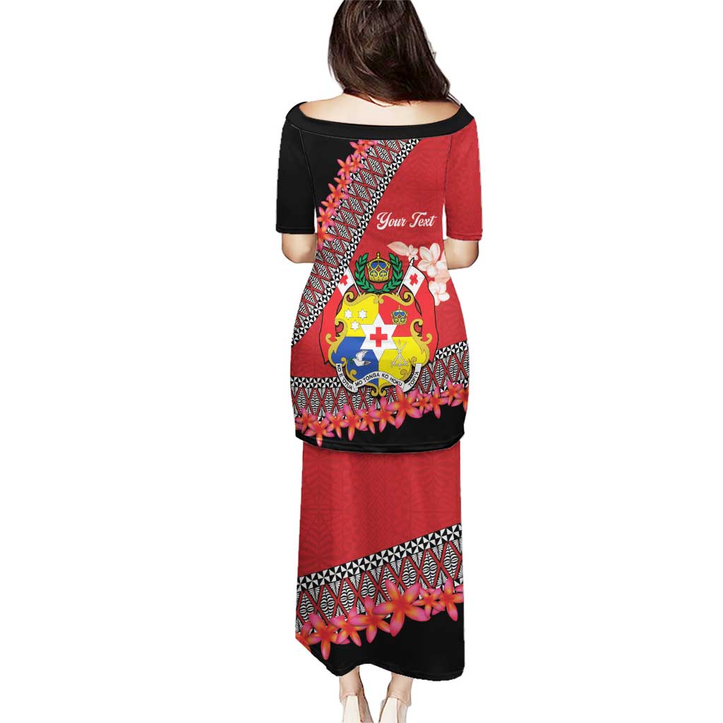 Personalised Tonga Language Week Puletasi Malo e Lelei Tongan Ngatu Pattern - Red