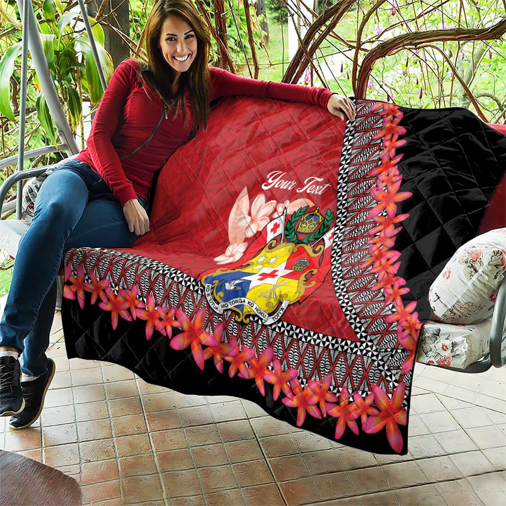 Personalised Tonga Language Week Quilt Malo e Lelei Tongan Ngatu Pattern - Red