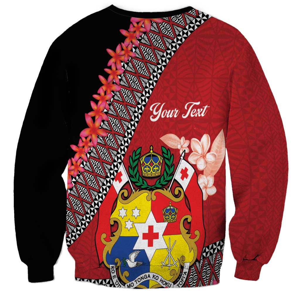 Personalised Tonga Language Week Sweatshirt Malo e Lelei Tongan Ngatu Pattern - Red