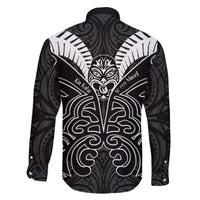 Kia Kaha Te Reo Maori Family Matching Off The Shoulder Long Sleeve Dress and Hawaiian Shirt Aotearoa Hei Tiki With Hongi LT14 - Polynesian Pride