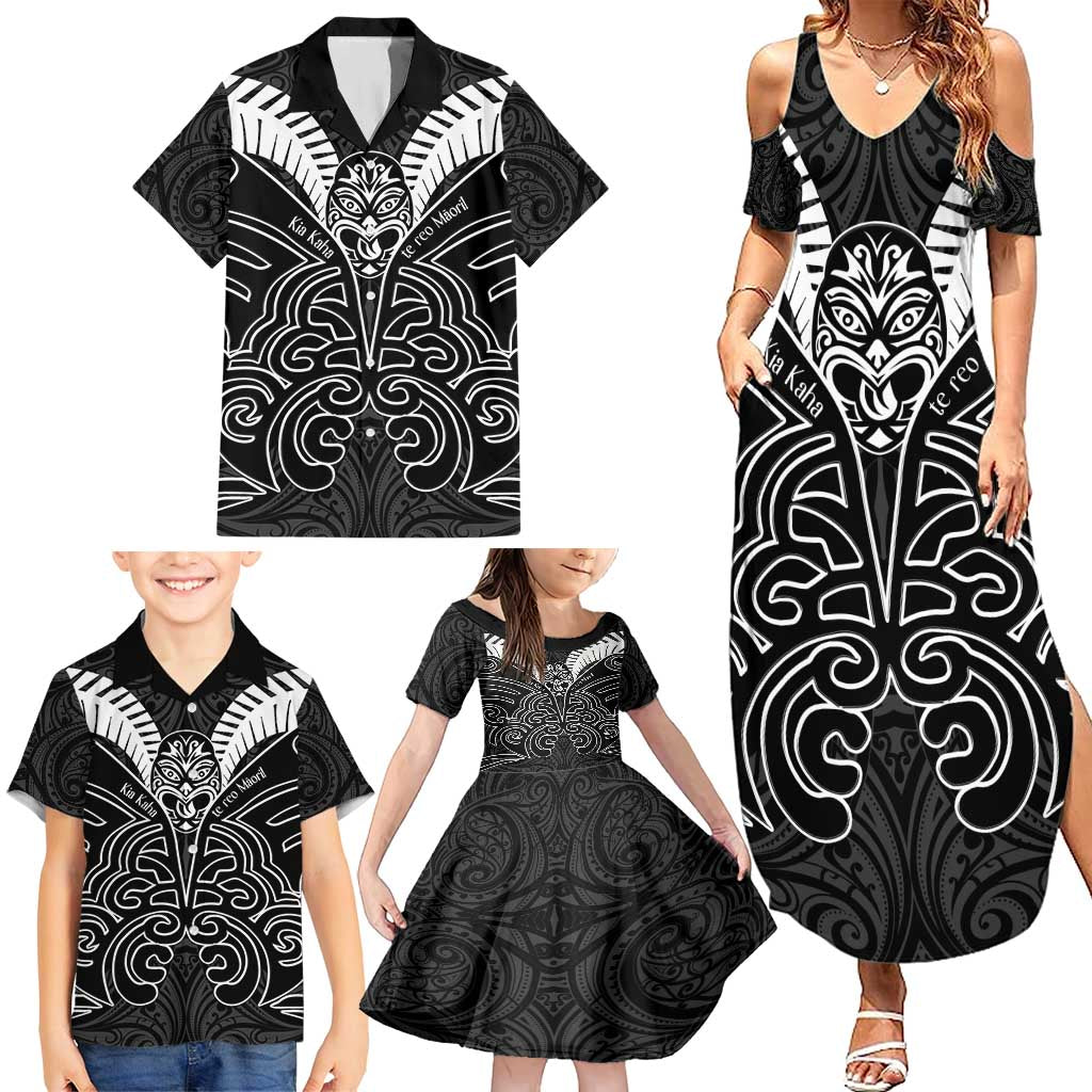 Kia Kaha Te Reo Maori Family Matching Summer Maxi Dress and Hawaiian Shirt Aotearoa Hei Tiki With Hongi LT14 - Polynesian Pride