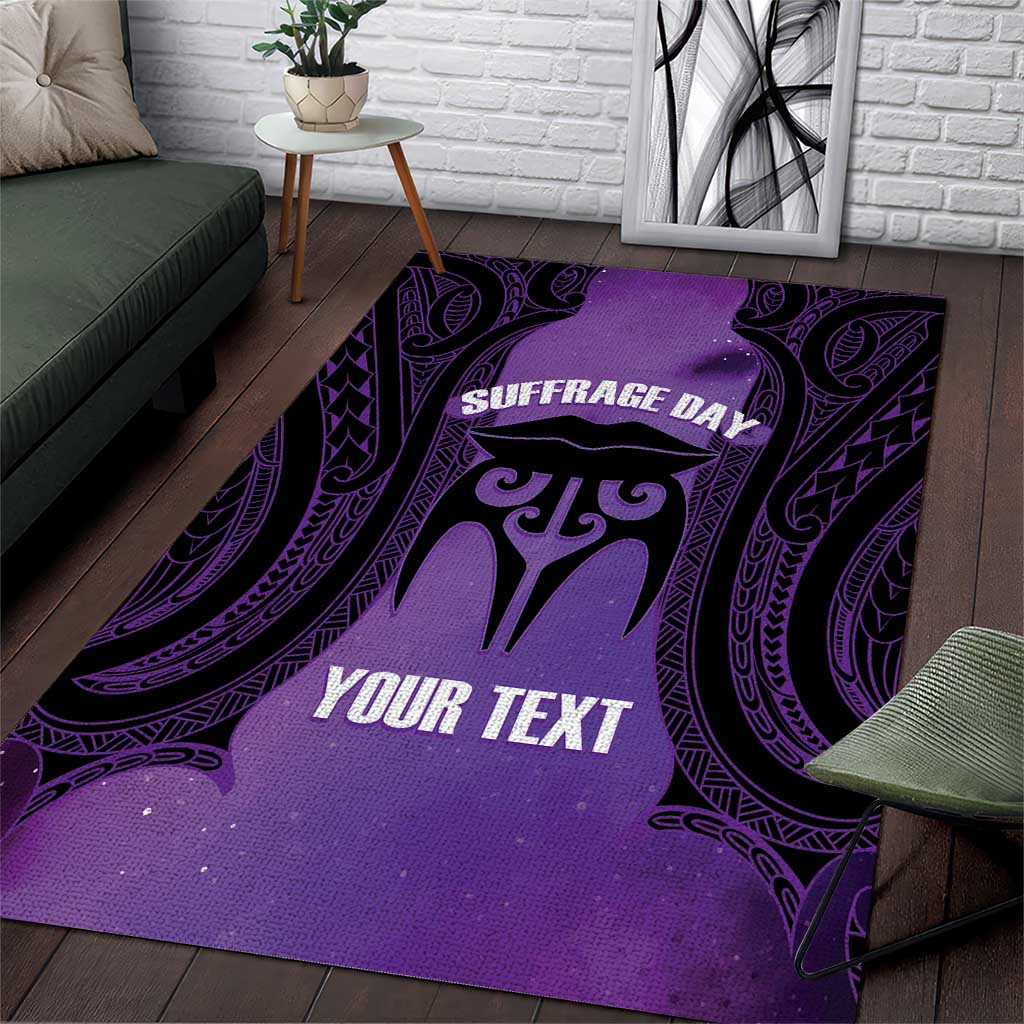 Personalised New Zealand Suffrage Day Area Rug Maori Tattoo Galaxy Vibe LT14 Purple - Polynesian Pride
