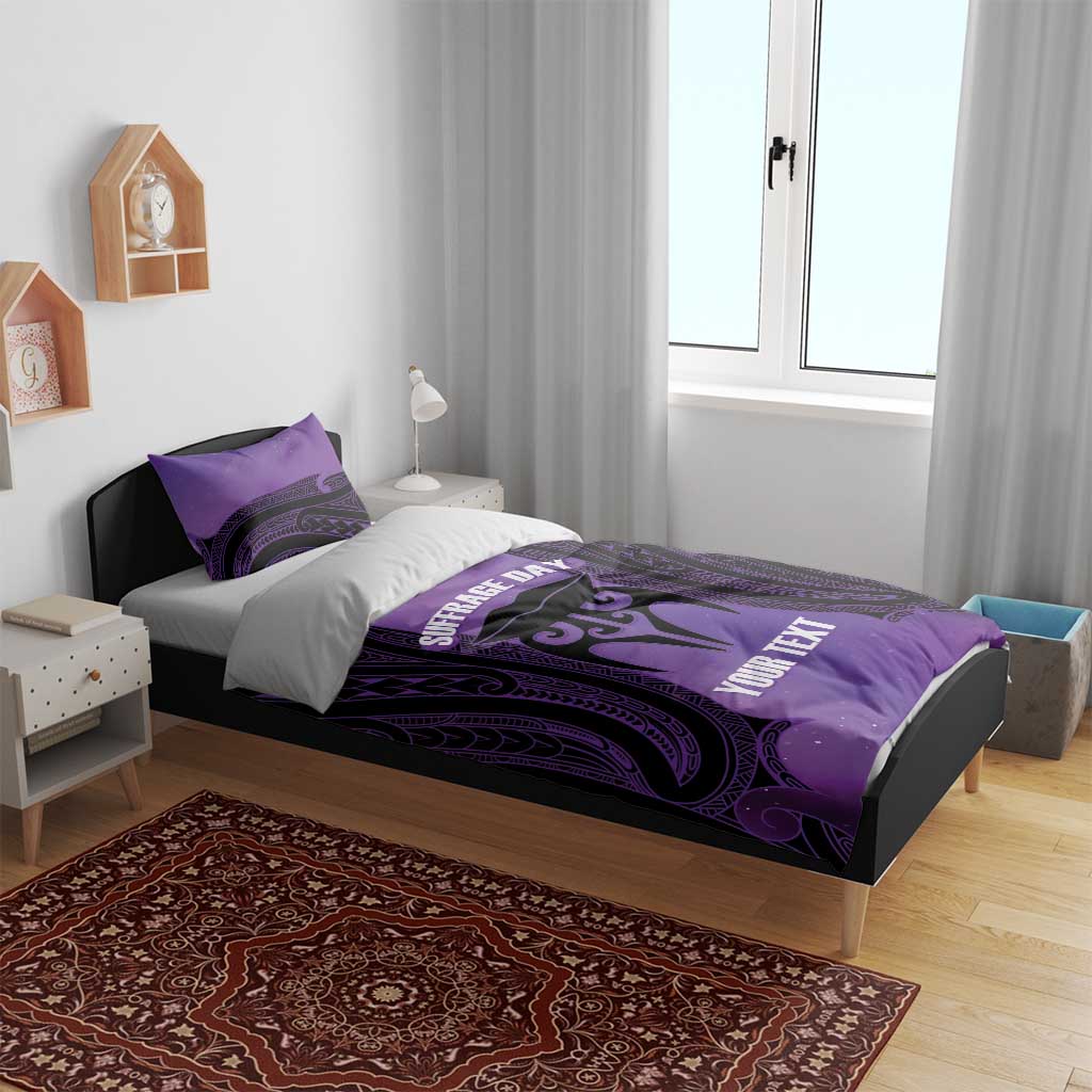 Personalised New Zealand Suffrage Day Bedding Set Maori Tattoo Galaxy Vibe - Polynesian Pride