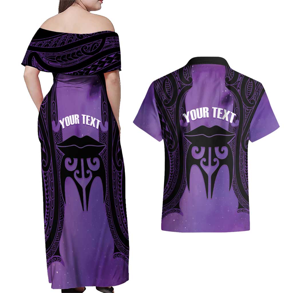 Personalised New Zealand Suffrage Day Couples Matching Off Shoulder Maxi Dress and Hawaiian Shirt Maori Tattoo Galaxy Vibe LT14 - Polynesian Pride