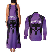 Personalised New Zealand Suffrage Day Couples Matching Tank Maxi Dress and Long Sleeve Button Shirt Maori Tattoo Galaxy Vibe LT14 - Polynesian Pride