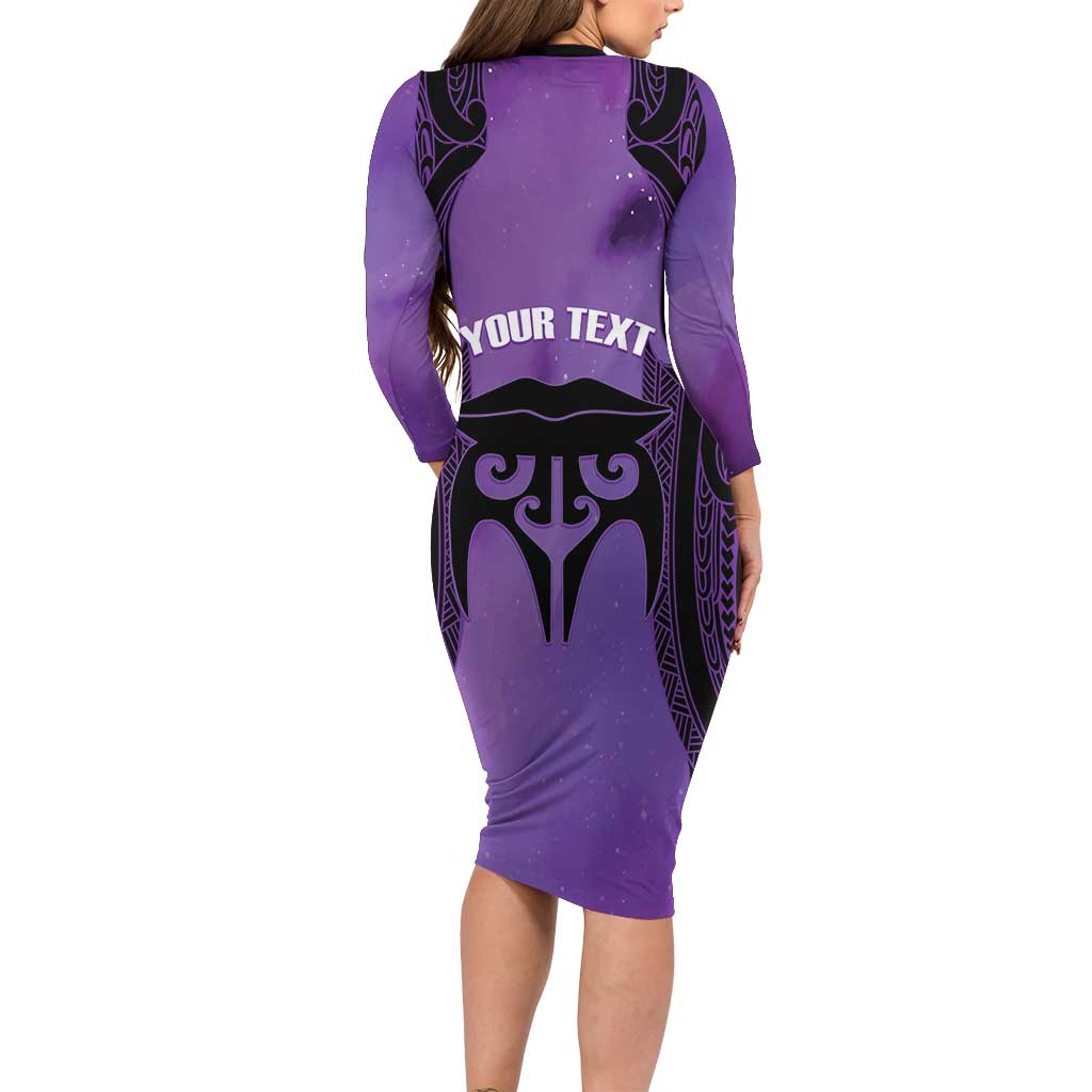 Personalised New Zealand Suffrage Day Family Matching Long Sleeve Bodycon Dress and Hawaiian Shirt Maori Tattoo Galaxy Vibe LT14 - Polynesian Pride