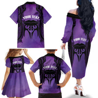 Personalised New Zealand Suffrage Day Family Matching Off The Shoulder Long Sleeve Dress and Hawaiian Shirt Maori Tattoo Galaxy Vibe LT14 - Polynesian Pride