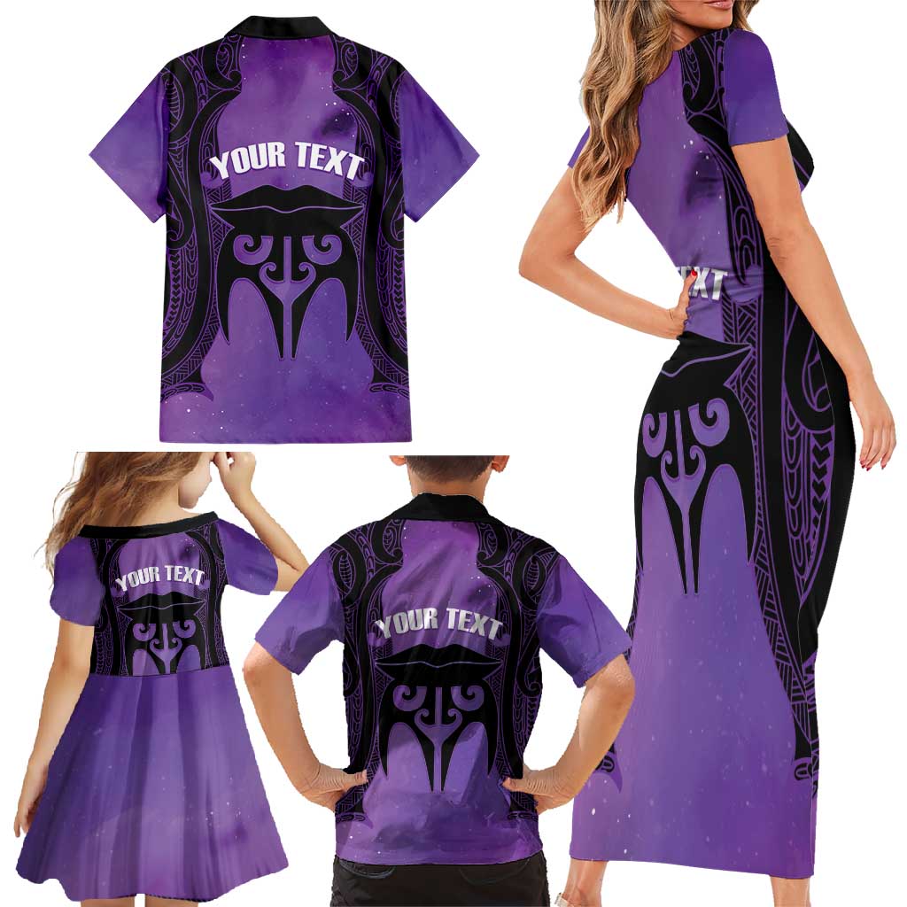 Personalised New Zealand Suffrage Day Family Matching Short Sleeve Bodycon Dress and Hawaiian Shirt Maori Tattoo Galaxy Vibe LT14 - Polynesian Pride