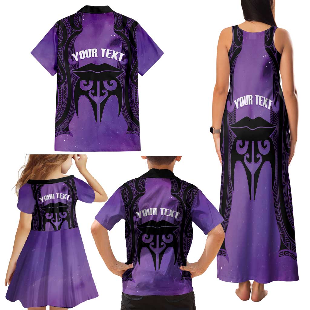 Personalised New Zealand Suffrage Day Family Matching Tank Maxi Dress and Hawaiian Shirt Maori Tattoo Galaxy Vibe LT14 - Polynesian Pride
