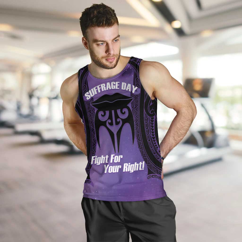 Personalised New Zealand Suffrage Day Men Tank Top Maori Tattoo Galaxy Vibe - Polynesian Pride