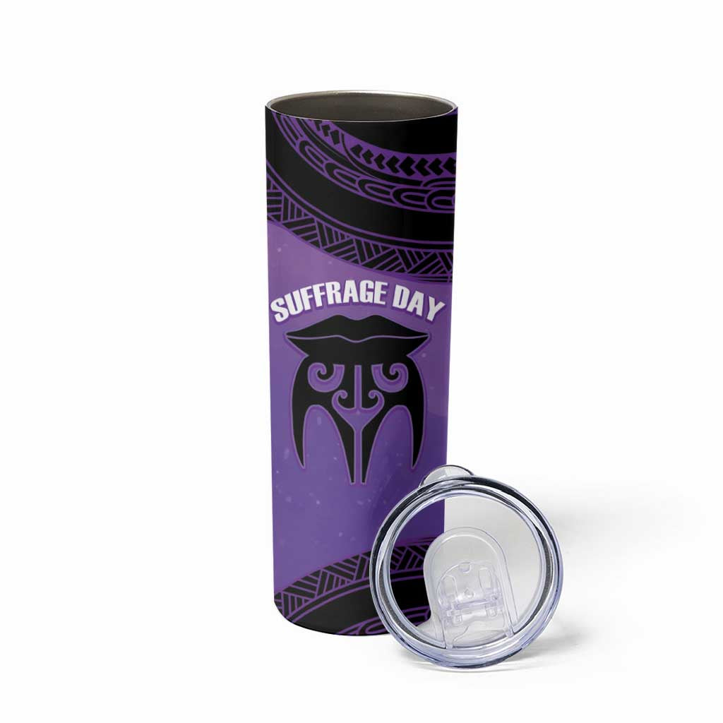 Personalised New Zealand Suffrage Day Skinny Tumbler Maori Tattoo Galaxy Vibe LT14 - Polynesian Pride