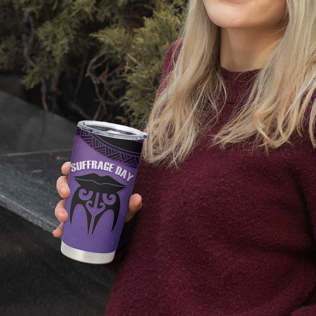 Personalised New Zealand Suffrage Day Tumbler Cup Maori Tattoo Galaxy Vibe - Polynesian Pride