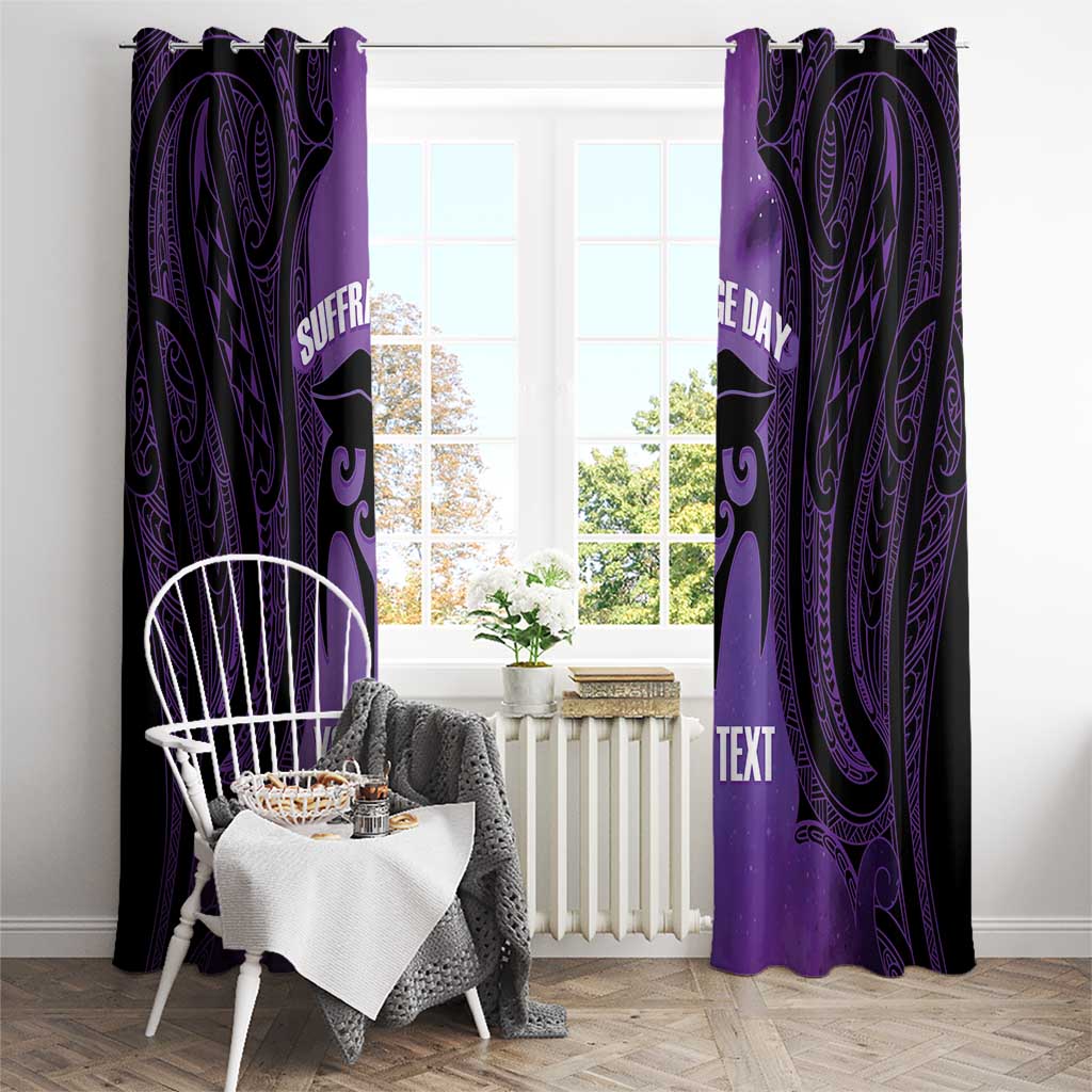 Personalised New Zealand Suffrage Day Window Curtain Maori Tattoo Galaxy Vibe - Polynesian Pride