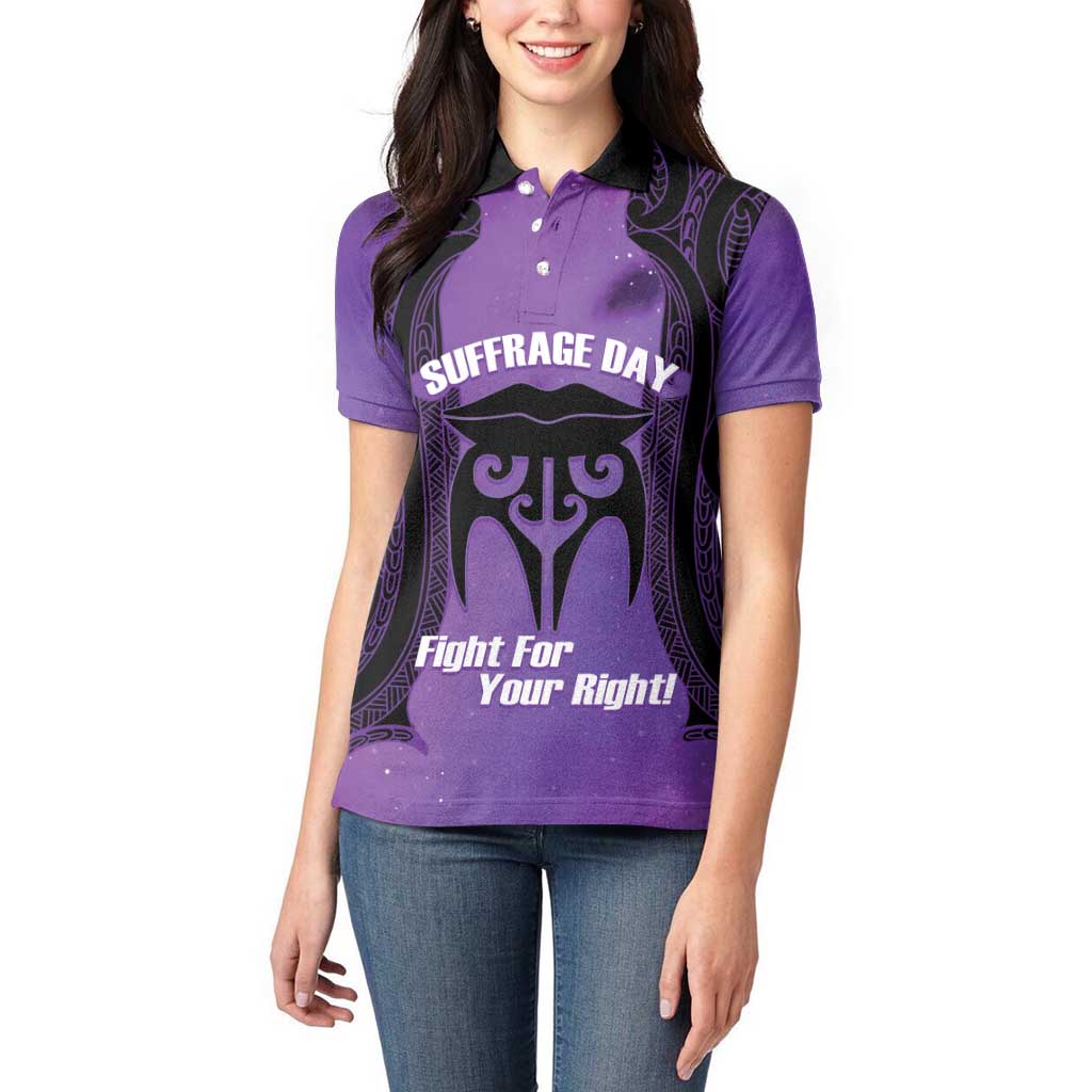 Personalised New Zealand Suffrage Day Women Polo Shirt Maori Tattoo Galaxy Vibe - Polynesian Pride