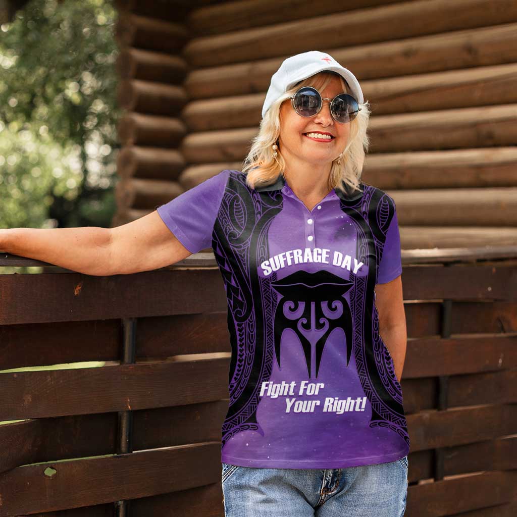 Personalised New Zealand Suffrage Day Women Polo Shirt Maori Tattoo Galaxy Vibe - Polynesian Pride