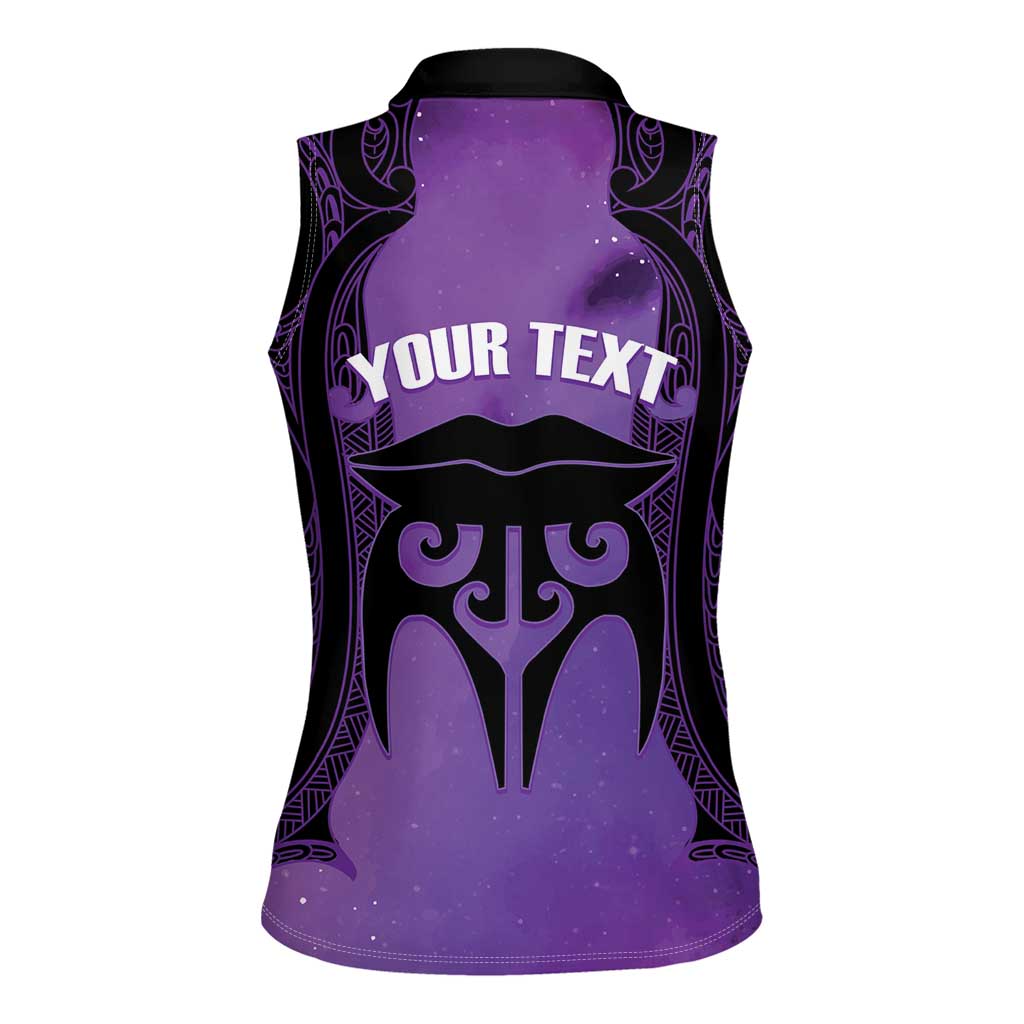 Personalised New Zealand Suffrage Day Women Sleeveless Polo Shirt Maori Tattoo Galaxy Vibe LT14 - Polynesian Pride