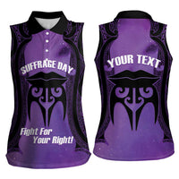 Personalised New Zealand Suffrage Day Women Sleeveless Polo Shirt Maori Tattoo Galaxy Vibe LT14 - Polynesian Pride