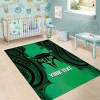 Personalised Moko Kauae New Zealand Area Rug Maori Chin Tattoo Green - Polynesian Pride