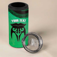 Personalised Moko Kauae New Zealand 4 in 1 Can Cooler Tumbler Maori Chin Tattoo Green LT14 - Polynesian Pride