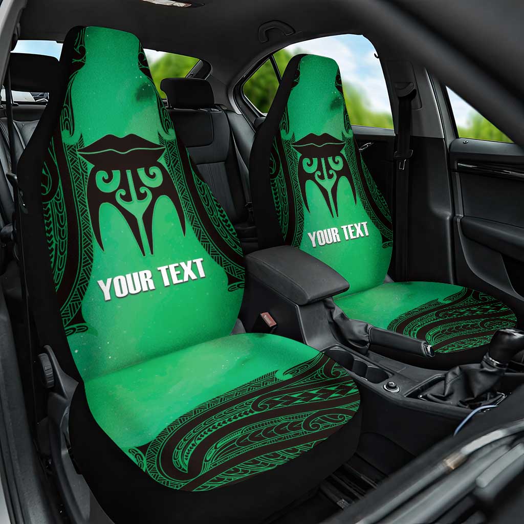 Personalised Moko Kauae New Zealand Car Seat Cover Maori Chin Tattoo Green LT14 One Size Green - Polynesian Pride