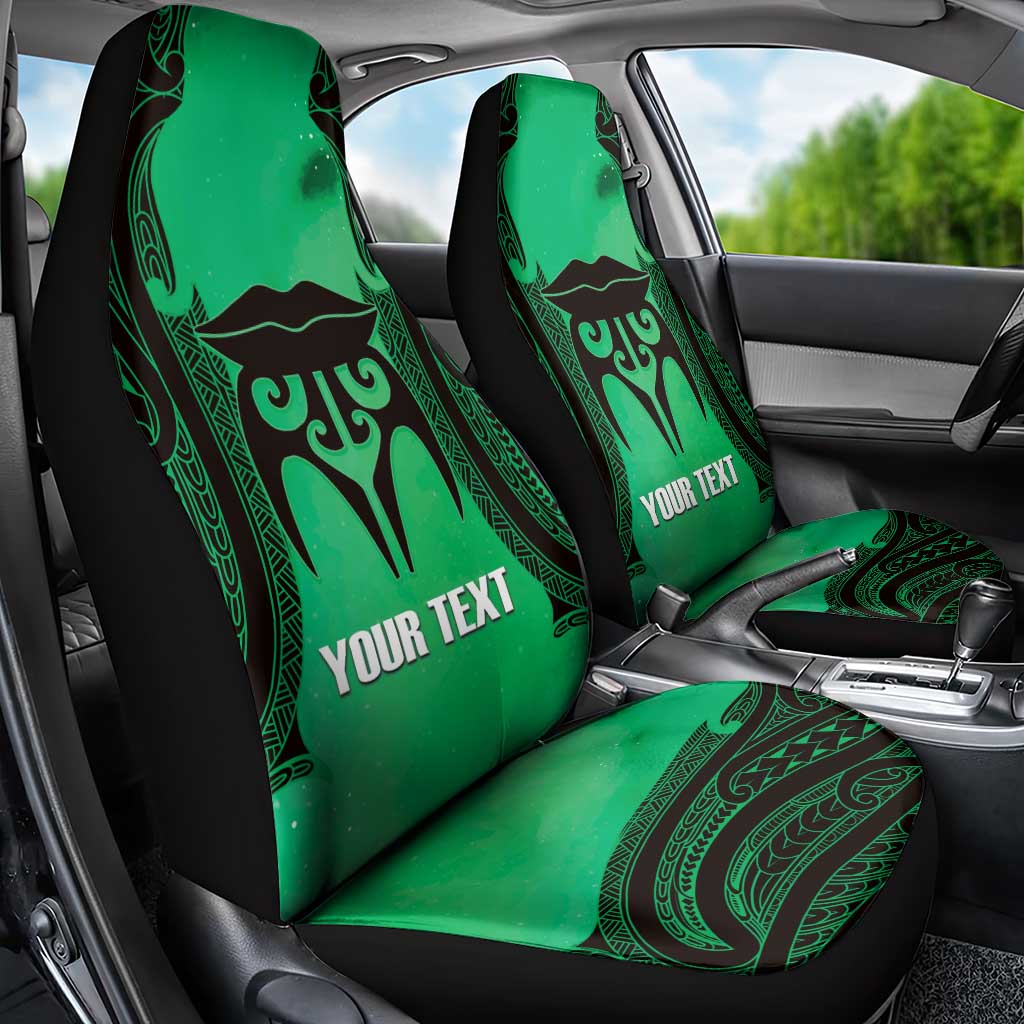Personalised Moko Kauae New Zealand Car Seat Cover Maori Chin Tattoo Green LT14 - Polynesian Pride