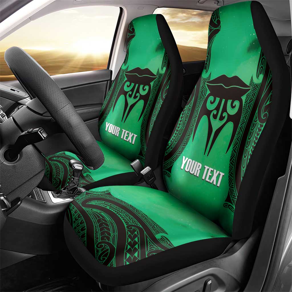 Personalised Moko Kauae New Zealand Car Seat Cover Maori Chin Tattoo Green LT14 - Polynesian Pride
