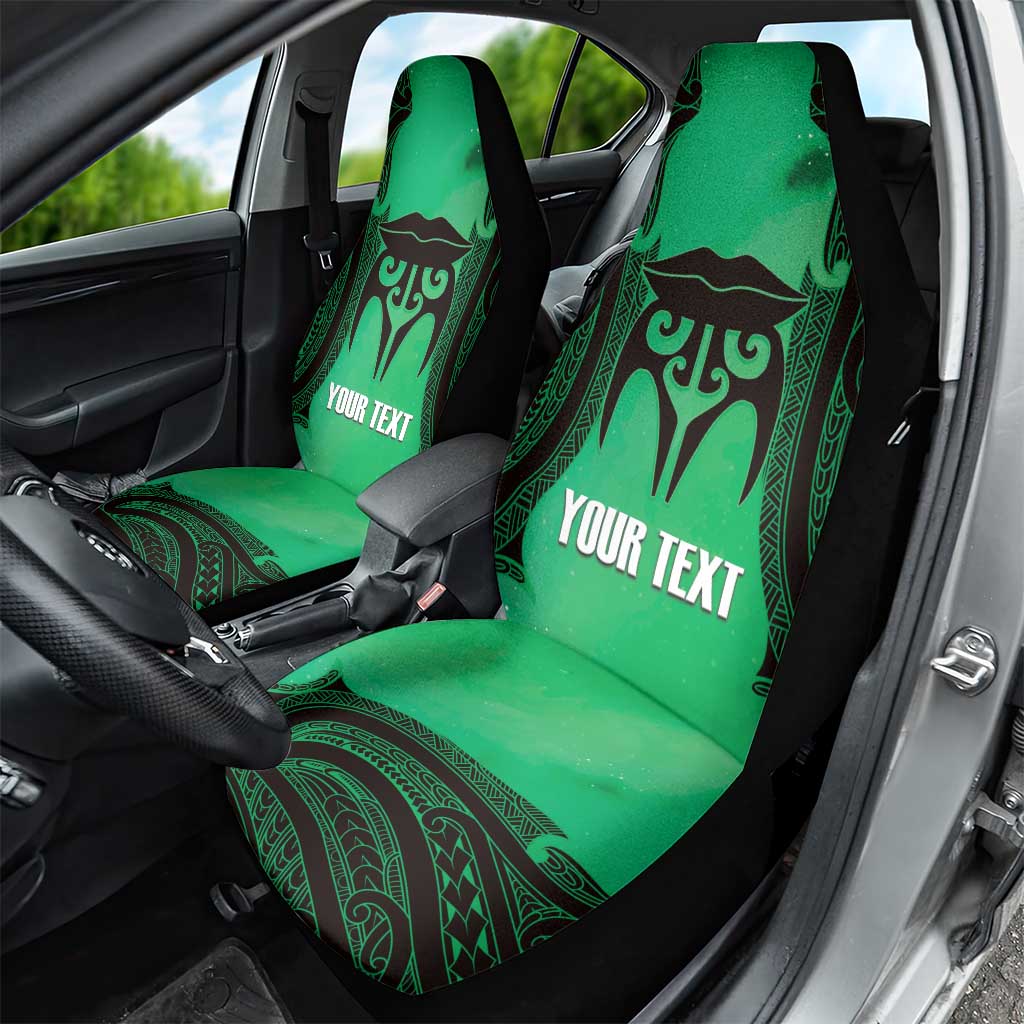 Personalised Moko Kauae New Zealand Car Seat Cover Maori Chin Tattoo Green LT14 - Polynesian Pride