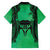 Personalised Moko Kauae New Zealand Family Matching Off The Shoulder Long Sleeve Dress and Hawaiian Shirt Maori Chin Tattoo Green - Polynesian Pride