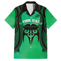 Personalised Moko Kauae New Zealand Family Matching Summer Maxi Dress and Hawaiian Shirt Maori Chin Tattoo Green LT14 Dad's Shirt - Short Sleeve Green - Polynesian Pride