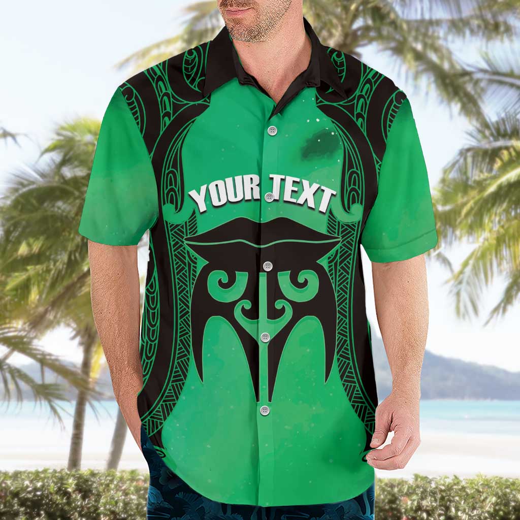 Personalised Moko Kauae New Zealand Hawaiian Shirt Maori Chin Tattoo Green LT14 - Polynesian Pride
