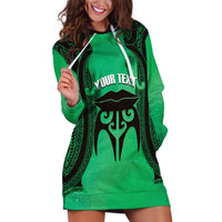 Personalised Moko Kauae New Zealand Hoodie Dress Maori Chin Tattoo Green LT14 Green - Polynesian Pride