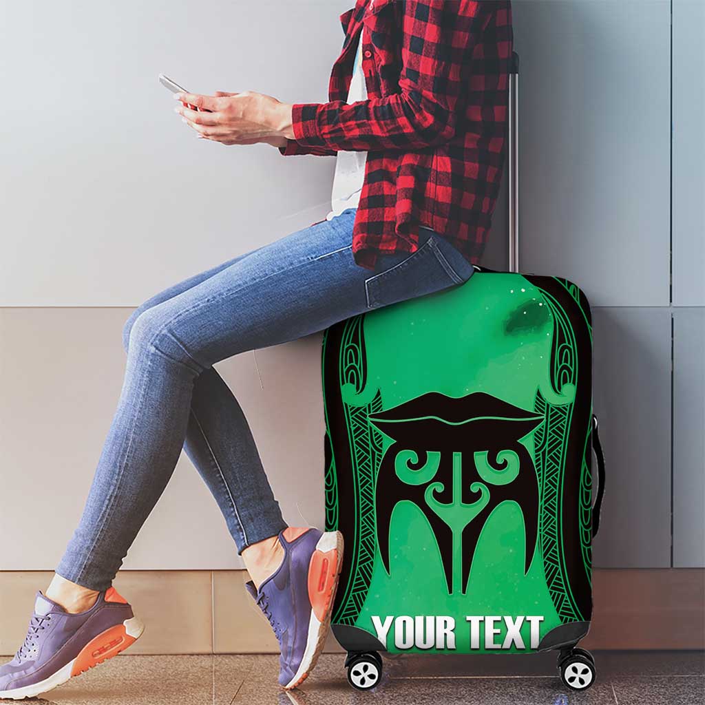 Personalised Moko Kauae New Zealand Luggage Cover Maori Chin Tattoo Green LT14 - Polynesian Pride