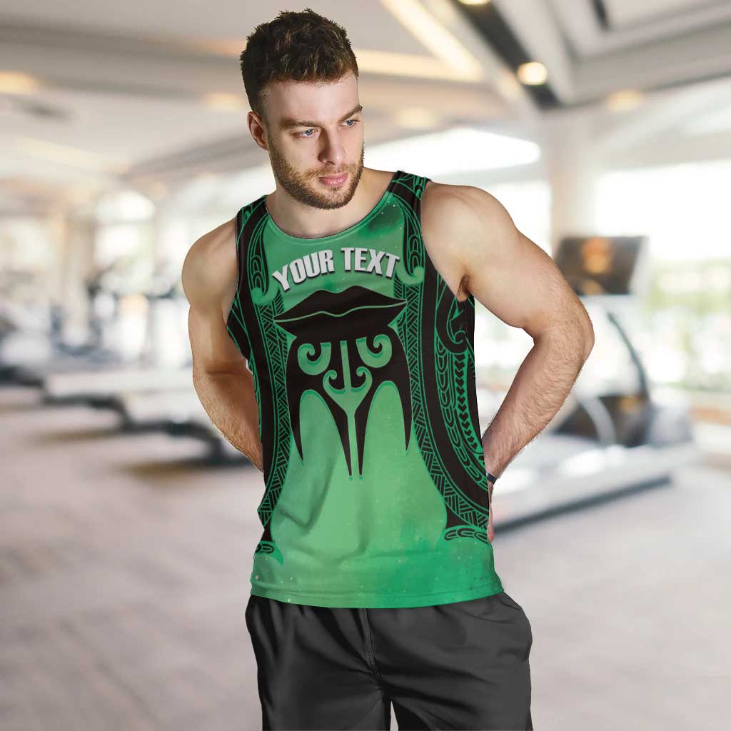 Personalised Moko Kauae New Zealand Men Tank Top Maori Chin Tattoo Green - Polynesian Pride