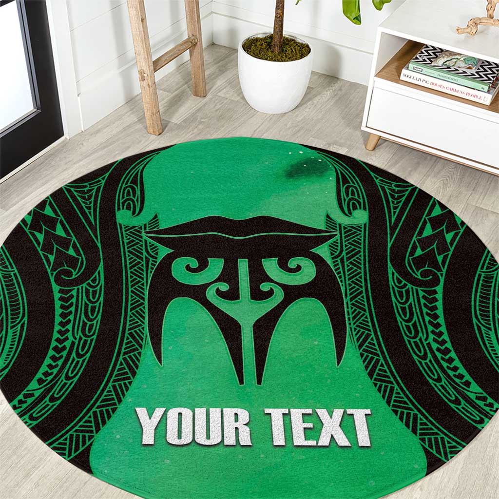 Personalised Moko Kauae New Zealand Round Carpet Maori Chin Tattoo Green LT14 Green - Polynesian Pride
