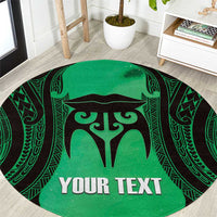 Personalised Moko Kauae New Zealand Round Carpet Maori Chin Tattoo Green LT14 Green - Polynesian Pride