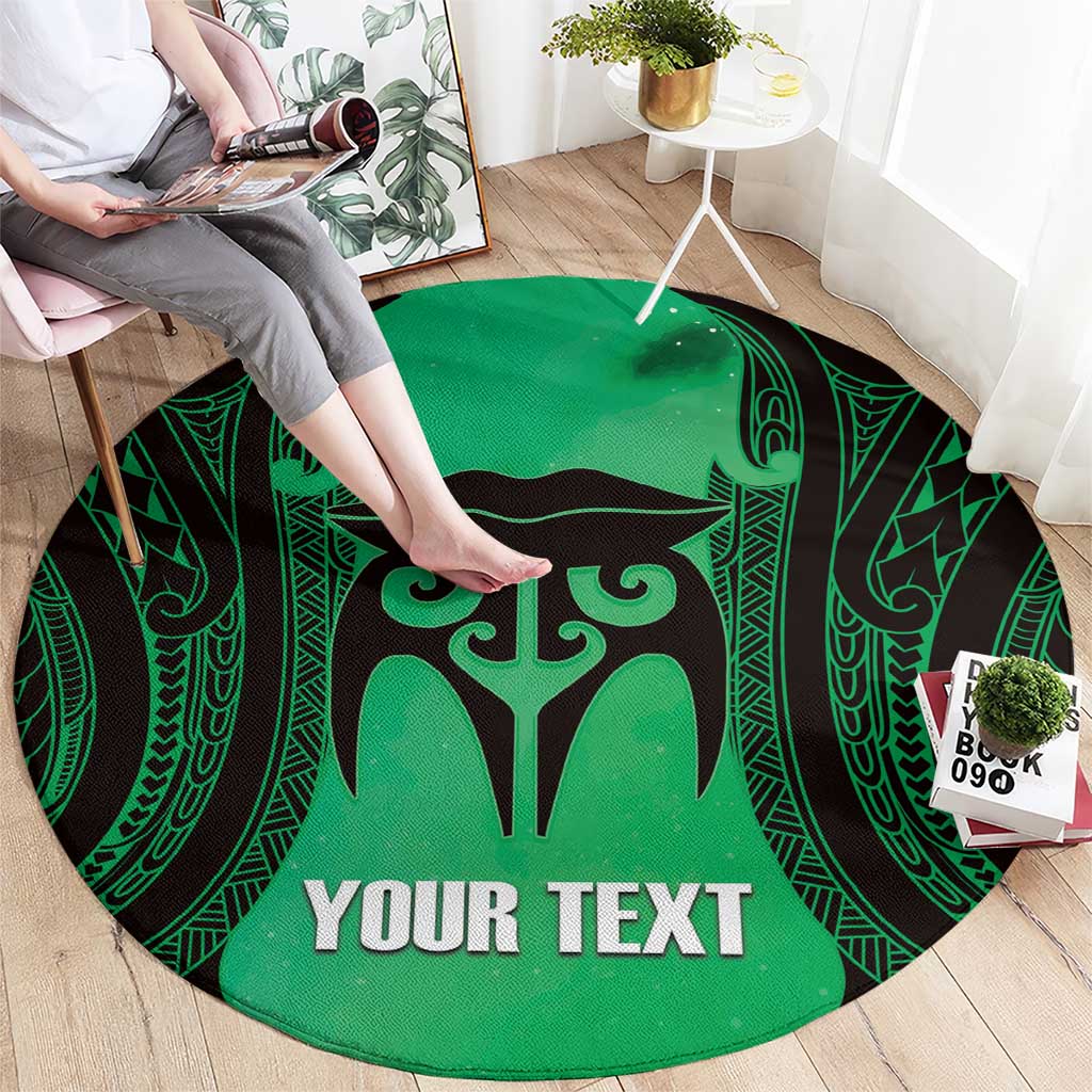 Personalised Moko Kauae New Zealand Round Carpet Maori Chin Tattoo Green LT14 - Polynesian Pride