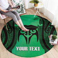Personalised Moko Kauae New Zealand Round Carpet Maori Chin Tattoo Green LT14 - Polynesian Pride