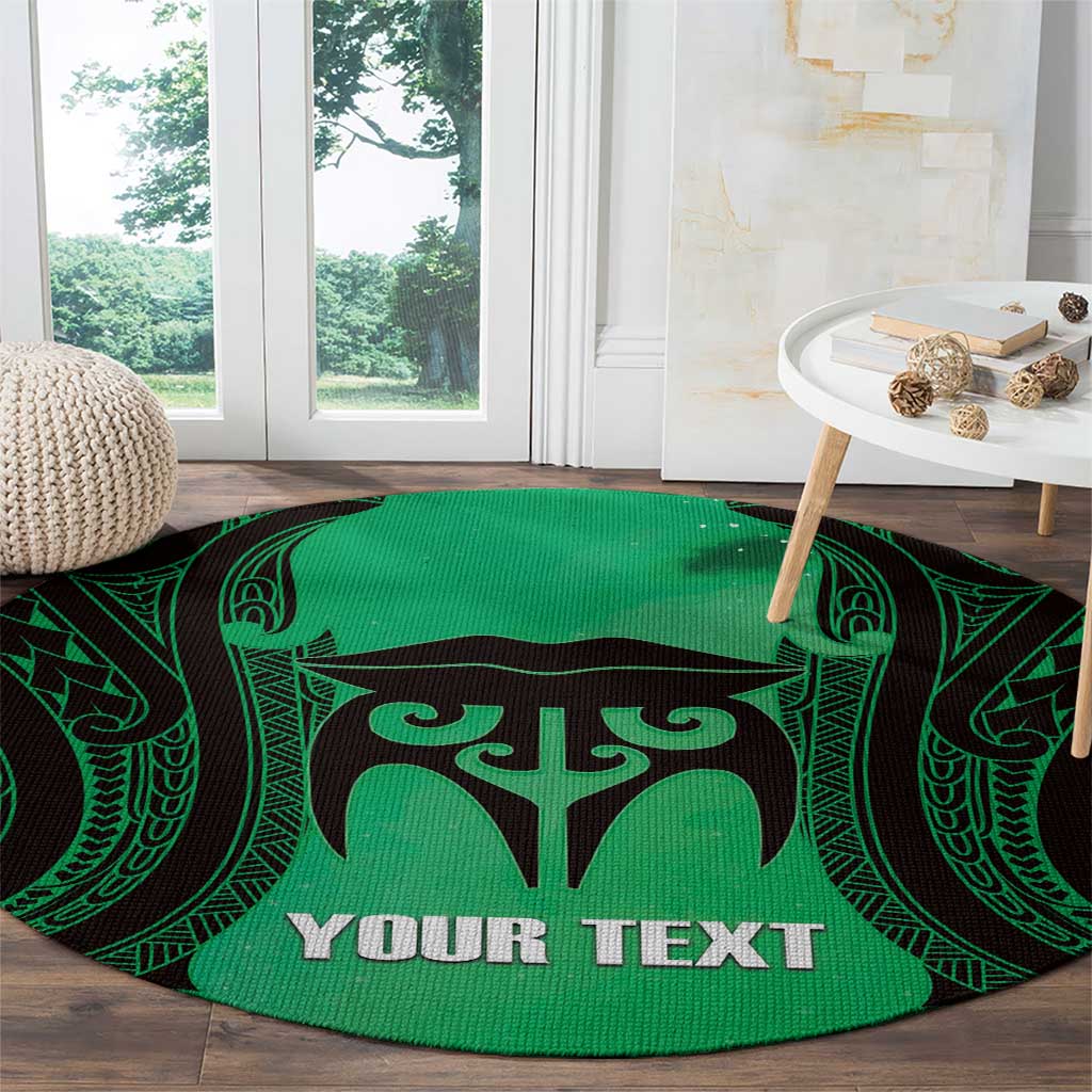Personalised Moko Kauae New Zealand Round Carpet Maori Chin Tattoo Green LT14 - Polynesian Pride