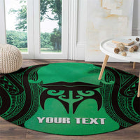 Personalised Moko Kauae New Zealand Round Carpet Maori Chin Tattoo Green LT14 - Polynesian Pride