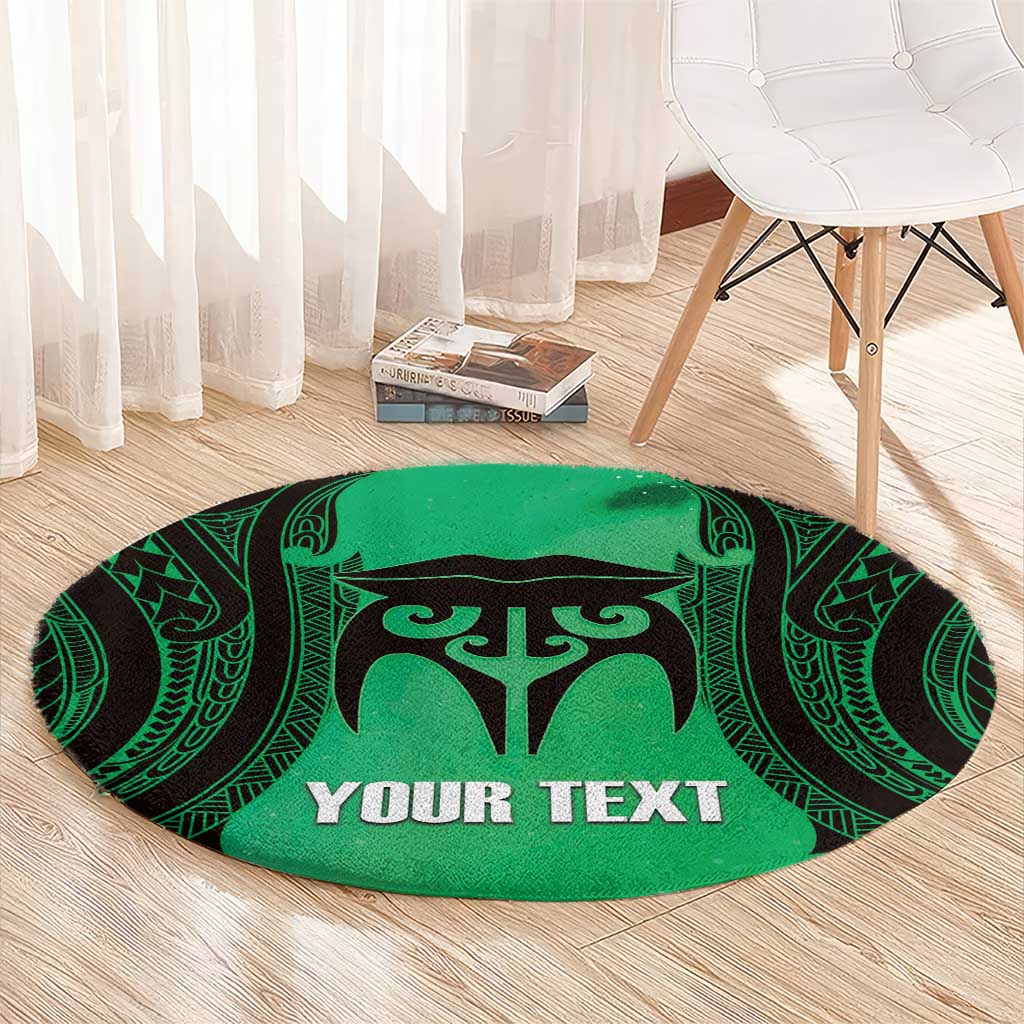 Personalised Moko Kauae New Zealand Round Carpet Maori Chin Tattoo Green LT14 - Polynesian Pride