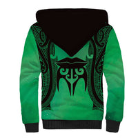 Personalised Moko Kauae New Zealand Sherpa Hoodie Maori Chin Tattoo Green LT14 - Polynesian Pride