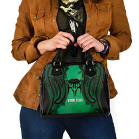 Personalised Moko Kauae New Zealand Shoulder Handbag Maori Chin Tattoo Green - Polynesian Pride