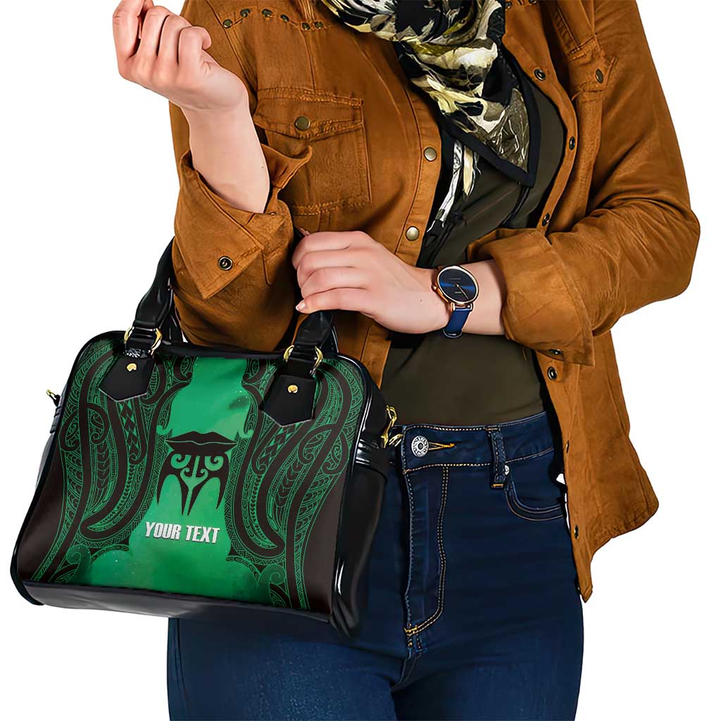 Personalised Moko Kauae New Zealand Shoulder Handbag Maori Chin Tattoo Green - Polynesian Pride
