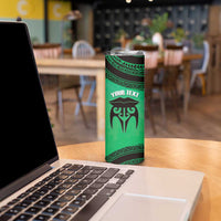 Personalised Moko Kauae New Zealand Skinny Tumbler Maori Chin Tattoo Green LT14 - Polynesian Pride