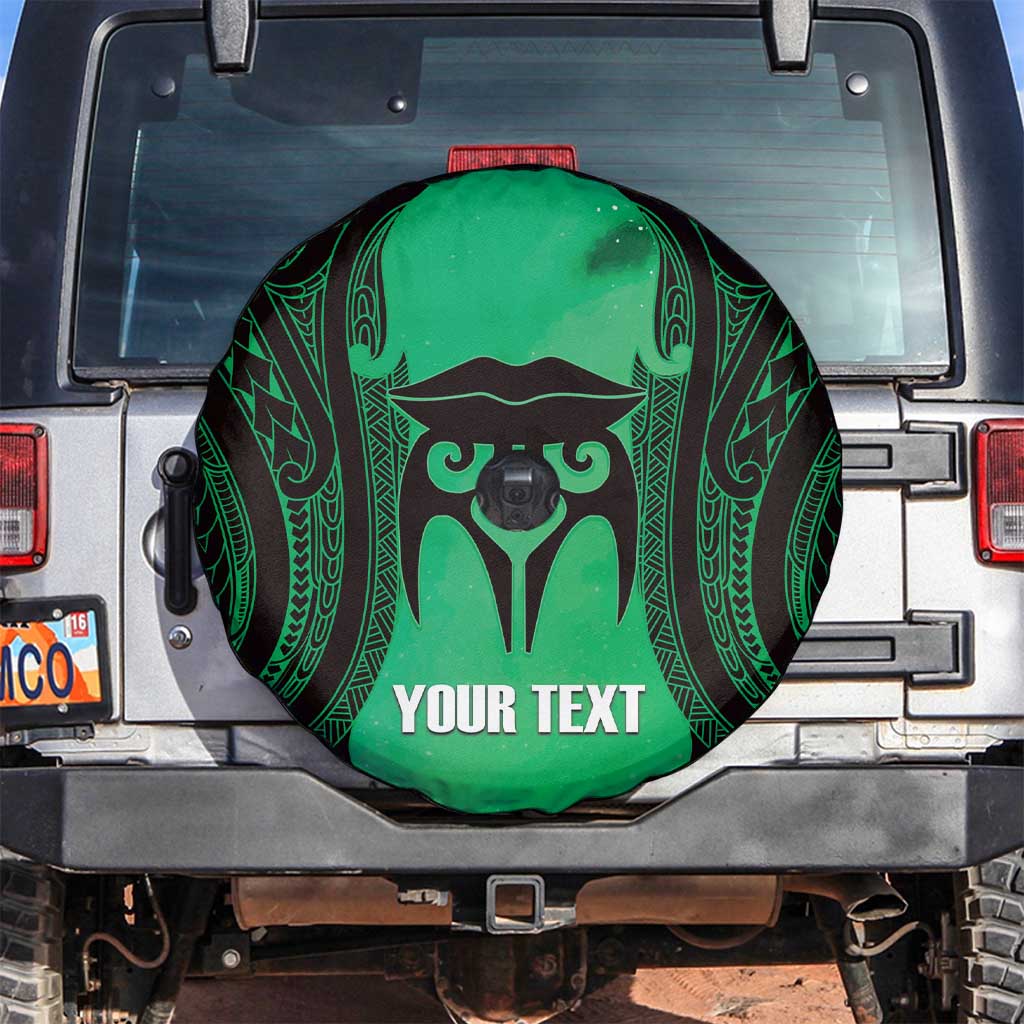 Personalised Moko Kauae New Zealand Spare Tire Cover Maori Chin Tattoo Green LT14 Green - Polynesian Pride