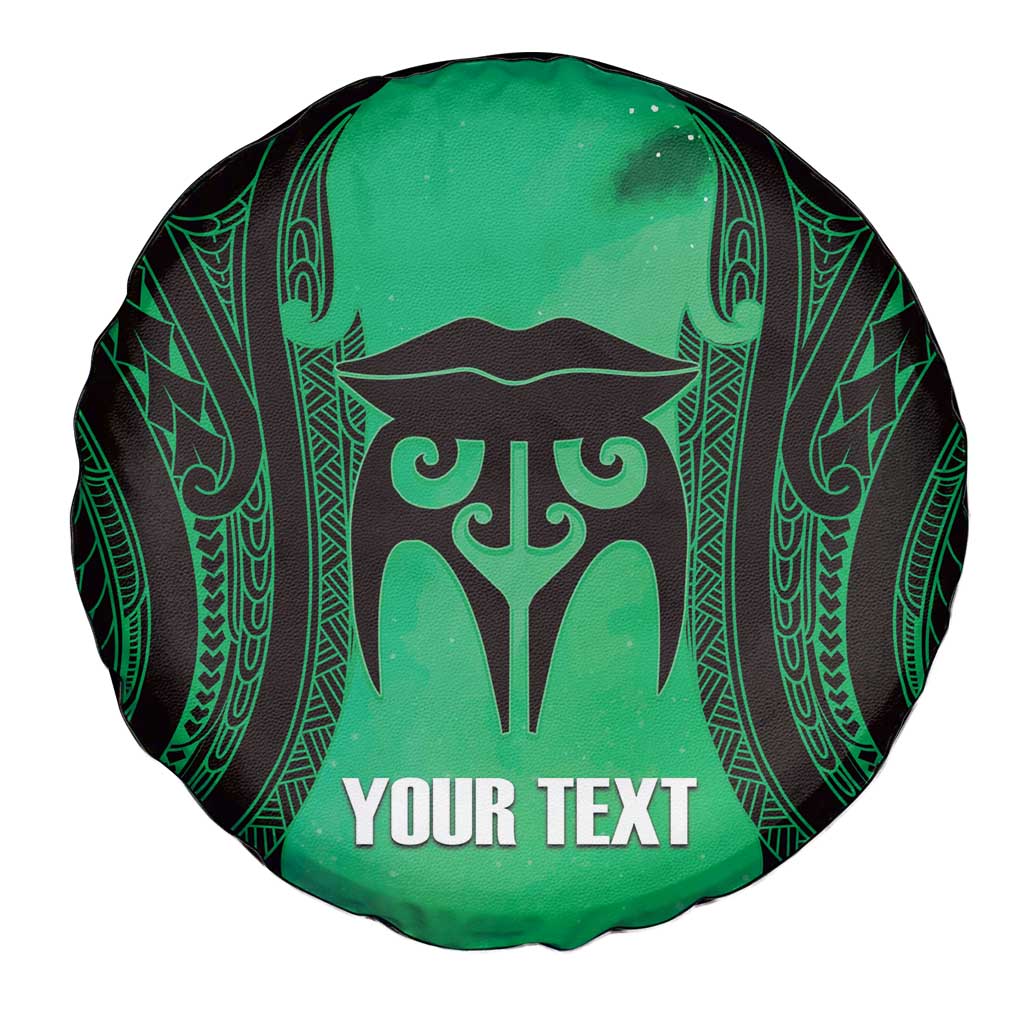 Personalised Moko Kauae New Zealand Spare Tire Cover Maori Chin Tattoo Green LT14 - Polynesian Pride