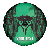 Personalised Moko Kauae New Zealand Spare Tire Cover Maori Chin Tattoo Green LT14 - Polynesian Pride