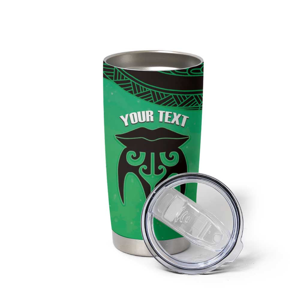 Personalised Moko Kauae New Zealand Tumbler Cup Maori Chin Tattoo Green - Polynesian Pride