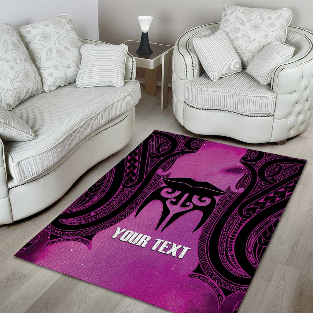 Personalised Moko Kauae New Zealand Area Rug Maori Chin Tattoo Pink - Polynesian Pride