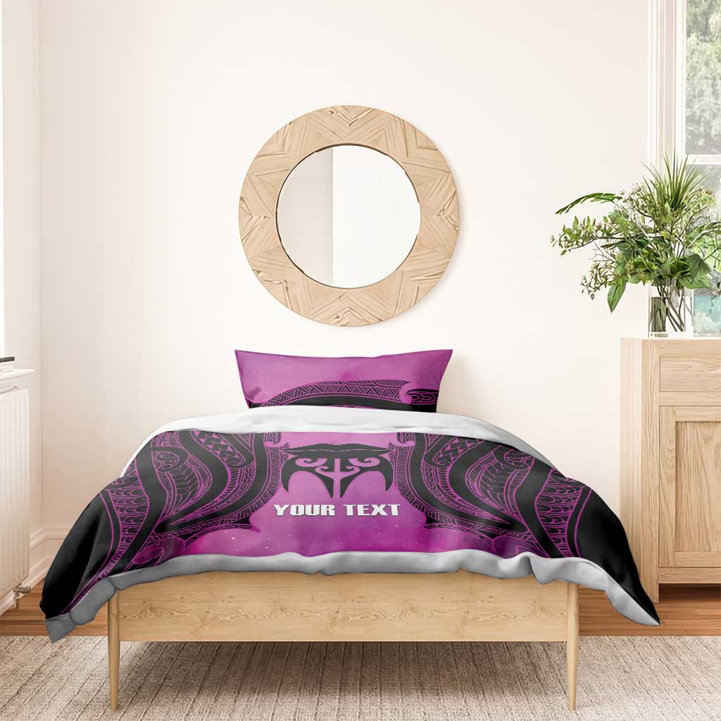 Personalised Moko Kauae New Zealand Bedding Set Maori Chin Tattoo Pink - Polynesian Pride